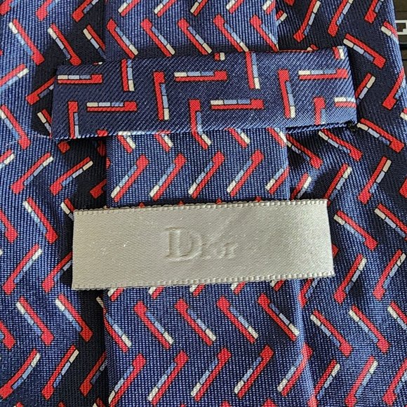 Christian Dior Monsieur Geometric Silk Necktie 4" - Picture 3 of 4